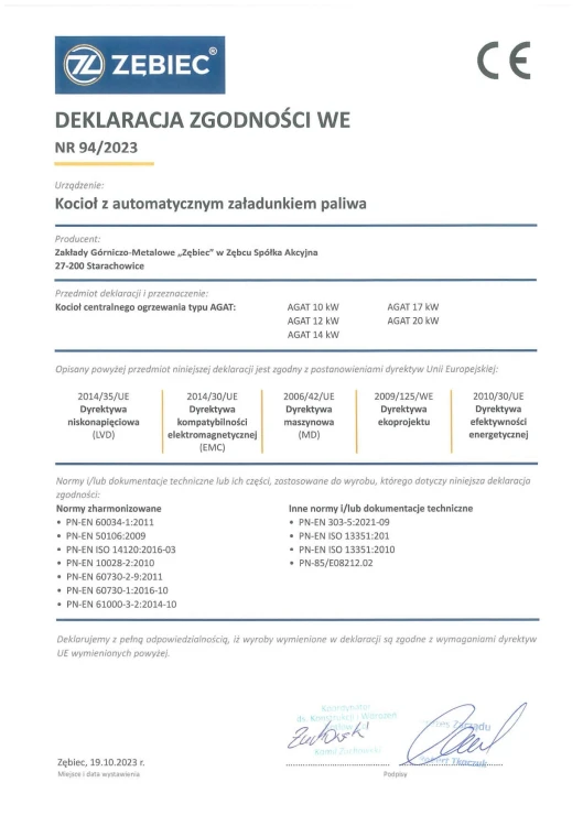 Deklaracja zgodności 10-20 kW - No Limits Energy Łukasz Wolski