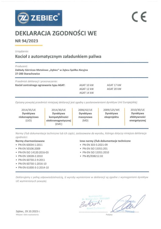 Deklaracja zgodności 10-20 kW - No Limits Energy Łukasz Wolski