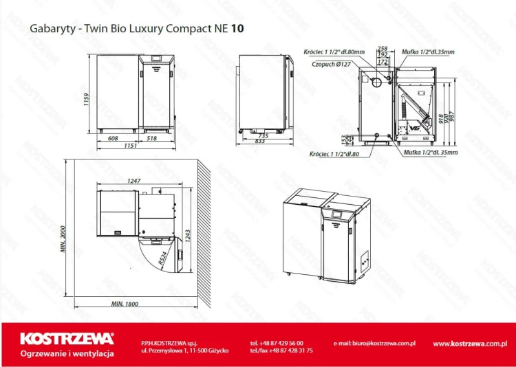 Wymiary - Twin BIO Luxury COMPACT NE 10kw