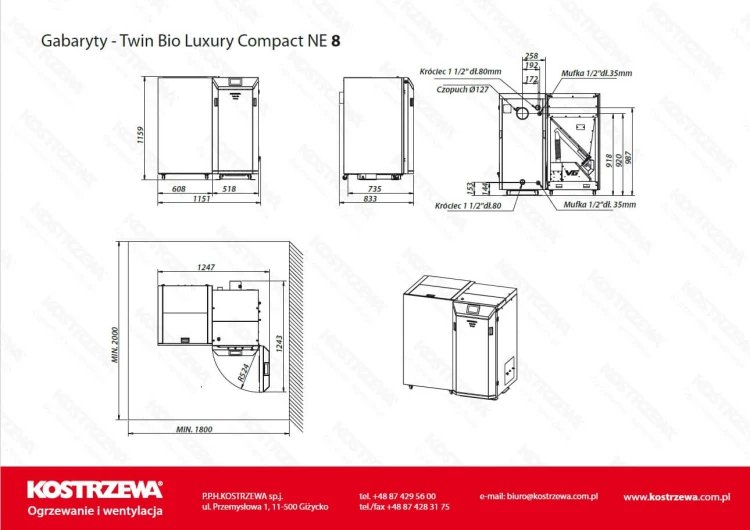 Wymiary - Twin BIO Luxury COMPACT NE 8kw