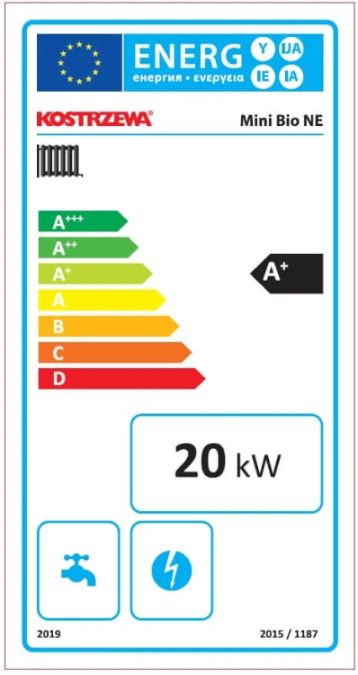 etykieta energetyczna Mini Bio B NE 20 kw