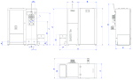 Wymiary kotła HKS Lazar SmartFire SF11 Exclusive z zasobnikiem 440 l i systemem automatycznego odpopielania. Szerokość 1610 mm, wysokość 1490 mm, głębokość 1015 mm