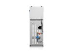 Kocioł na pellet HKS Lazar SmartFire 11/130 11 kW z zasobnikiem 130 l. Widok z tyłu: zestaw hydrauliczny z pompą obiegową i armatura