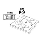 Tył panelu ecoSTER TOUCH K30: złącze RS485 (+12V, D+, D-, GND) do zasilania oraz oznaczenie komunikacji radiowej ISM