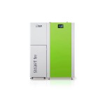 Kocioł Lazar SmartFire EC z zielonym panelem. Zdjęcie producenta