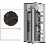 Pompa ciepła Lazar HTi20 12 kW z modułem SmartTower 30/1: jednostka zewnętrzna i moduł wewnętrzny w zestawie. Zdjęcia producenta