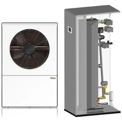 Pompa ciepła Lazar HTi20 12 kW · SmartTower 100M/2, bufor 100 l, 2 obiegi (4–12 kW)