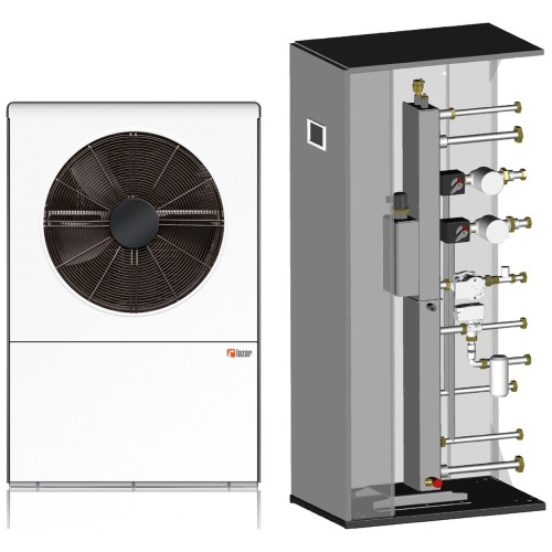 Pompa ciepła Lazar HTi20 8 kW z modułem Integra 2: jednostka zewnętrzna i moduł wewnętrzny w zestawie. Zdjęcia producenta