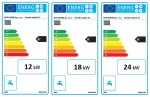 Etykiety energetyczne kotłów Kotłospaw DrewKo Hybrid 12, 18 i 24 kW, klasa A+. Grafika producenta