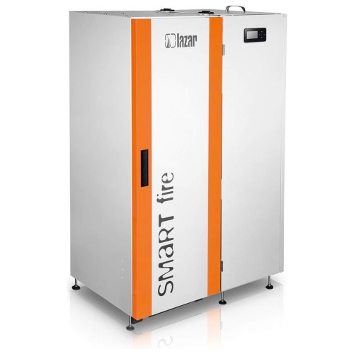 Kocioł na pellet HKS Lazar SmartFire Compact 11 kW z ukosa: obudowa z zasobnikiem 50 l, bez nadstawki. Materiał producenta