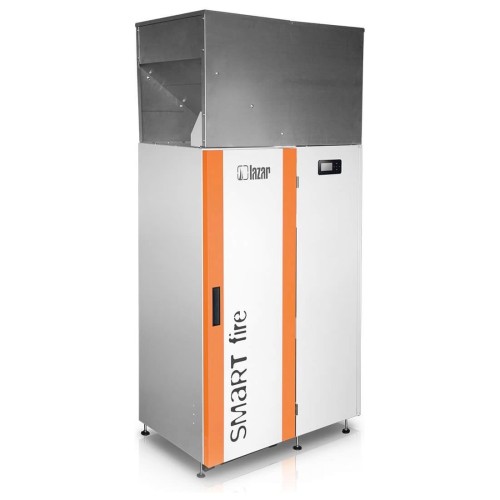 Kocioł na pellet HKS Lazar SmartFire Compact 11 kW z nadstawką zasobnika paliwa, wyposażenie dodatkowe. Materiał producenta