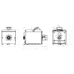 Rysunek wymiarowy Rotary Pell Compact bez zasobnika: litery A, B, C, D odpowiadają tabeli wymiarów producenta. Rysunek producenta