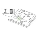 Rysunek z instrukcji producenta: tył panelu eSTER x80 ze złączem +12V, D+, D-, GND i rozstawem otworów 90 × 43 mm