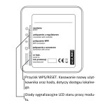 Rysunek z instrukcji producenta: kontrolki modułu ecoNET300, zasilanie, połączenie z regulatorem, Wi-Fi i serwerem, przycisk WPS/RESET