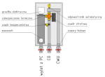 Budowa hydroboxa HeatBox: grzałka elektryczna, zabezpieczenie termiczne, zawór bezpieczeństwa, manometr, odpowietrznik, zawór strefowy, zawory kulowe. Rysunek producenta
