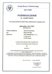 Poświadczenie UDT-CERT nr 14158/ET/2023/1 klasy efektywności energetycznej zbiornika buforowego KO-300 (skan dokumentu producenta)