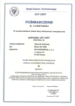 Poświadczenie UDT-CERT nr 14158/ET/2023/4 klasy efektywności energetycznej zbiornika buforowego KO-1000 (skan dokumentu producenta)