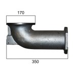 Kolano żeliwne do retorty obrotowej 50 kW: rysunek wymiarowy producenta: górny kołnierz 170 mm, długość 350 mm