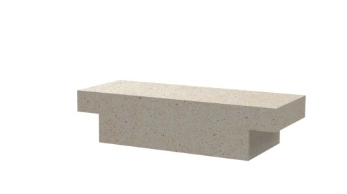Cegła szamotowa 290×114×70 mm: jasna cegła szamotowa z uskokiem na bokach, grafika producenta