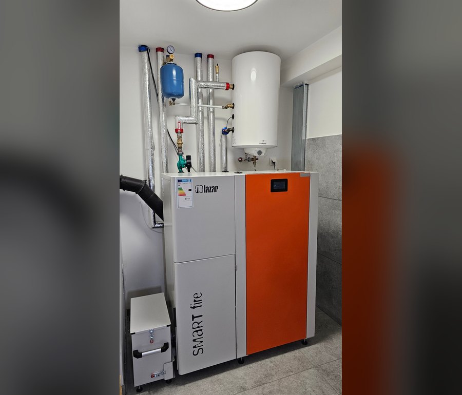 Kotłownia po montażu — kocioł Lazar SmartFire